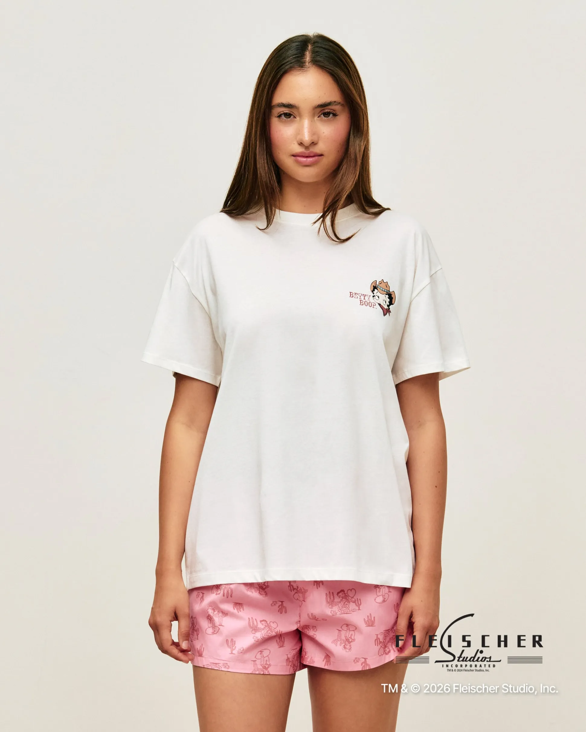 Short en popeline de coton imprimé Betty Boop