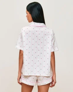 Short en popeline à motif cerise