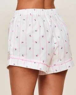 Short en popeline à motif cerise