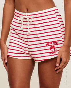 Short marinière en jersey épais avec broderie Hello Kitty