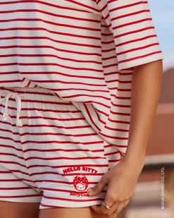 Short marinière en jersey épais avec broderie Hello Kitty