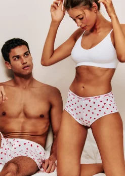 Shorty en coton à motifs coeurs