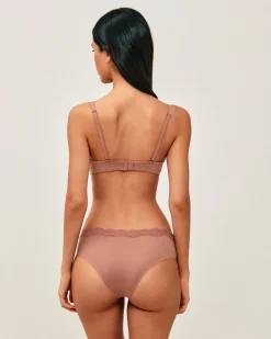 Shorty en microfibre et dentelle