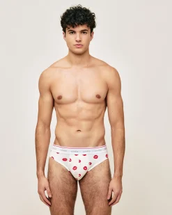 Slip en coton à motifs bouche