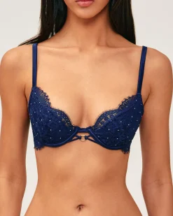 Soutien-gorge ampliforme en dentelle à strass argentés