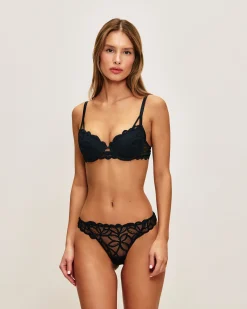 Soutien-gorge ampliforme en mesh avec broderies florales