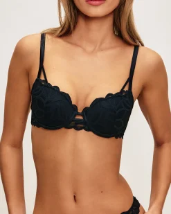 Soutien-gorge ampliforme en mesh avec broderies florales