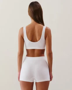 Soutien-gorge brassière côtelé en seamless blanc