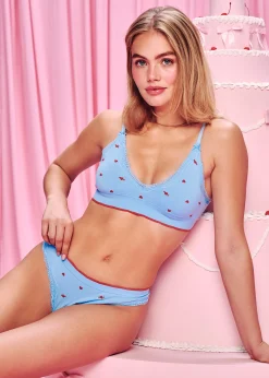 Soutien-gorge brassière triangle broderies cœurs