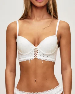 Soutien-gorge bustier ampliforme en broderie anglaise et lassage