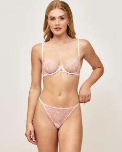 Soutien-gorge corbeille en mesh broderies cœurs