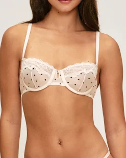 Soutien-gorge corbeille en mesh imprimé pois