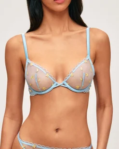 Soutien-gorge corbeille en mesh avec bananes brodées