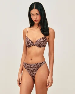 Soutien-gorge corbeille en microfibre imprimé léopard