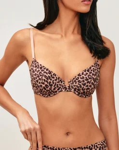 Soutien-gorge corbeille en microfibre imprimé léopard