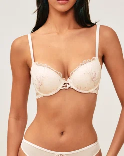 Soutien-gorge push-up en mesh brodé