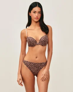 Soutien-gorge push-up en microfibre imprimé léopard
