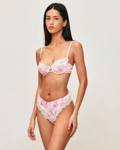 Soutien-gorge push-up en satin et dentelle imprimé paisley