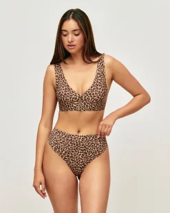 Soutien-gorge triangle en microfibre et imprimé léopard