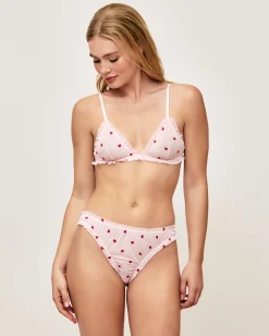 Soutien-gorge triangle en tulle motifs cœurs