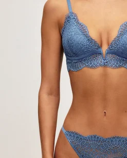 Soutien-gorge triangle push-up en dentelle florale