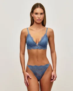 Soutien-gorge triangle push-up en dentelle florale