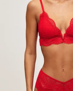 Soutien-gorge triangle push-up en dentelle florale