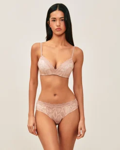 Soutien-gorge triangle push-up en microfibre motif serpent