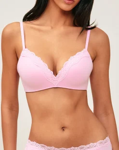 Soutien-gorge triangle push-up en microfibre et dentelle
