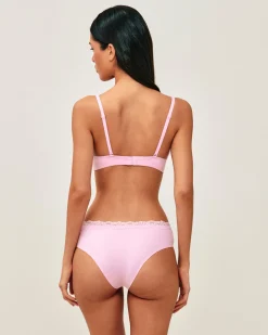 Soutien-gorge triangle push-up en microfibre et dentelle