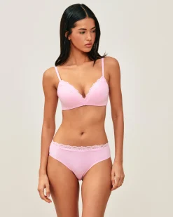 Soutien-gorge triangle push-up en microfibre et dentelle
