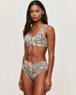 String taille haute microfibre sans couture motif serpent