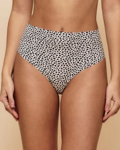 String taille haute microfibre sans coutures motif léopard