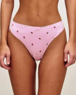 Tanga en coton avec imprimé cerises