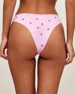 Tanga en coton avec imprimé cerises