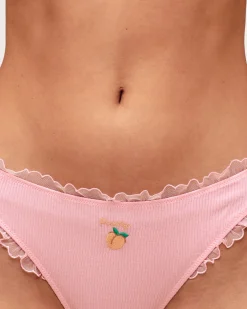 Tanga en coton broderie pêche "Peachy