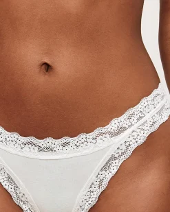 Tanga en coton et dentelle