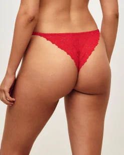 Tanga en dentelle florale et noeud