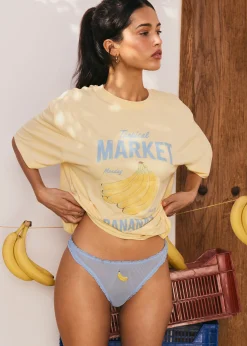 Tanga en mesh avec broderie banane