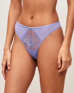 Tanga en mesh et broderie florale