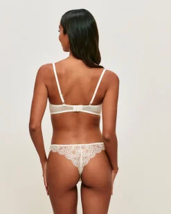 Tanga en mesh et dentelle florale