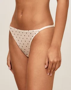 Tanga en mesh imprimé pois