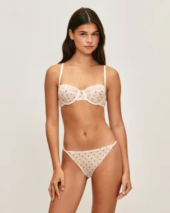 Tanga en mesh imprimé pois