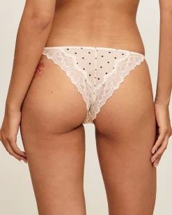Tanga en mesh imprimé pois
