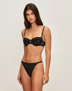 Tanga en mesh imprimé pois