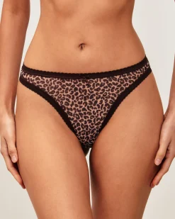 Tanga en mesh à motif léopard