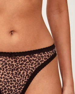 Tanga en mesh à motif léopard