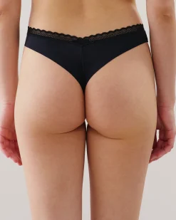 Tanga en microfibre et dentelle