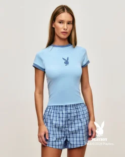Top court en jersey avec logo Playboy brodé