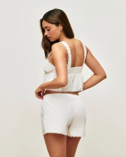 Top débardeur en coton avec broderie